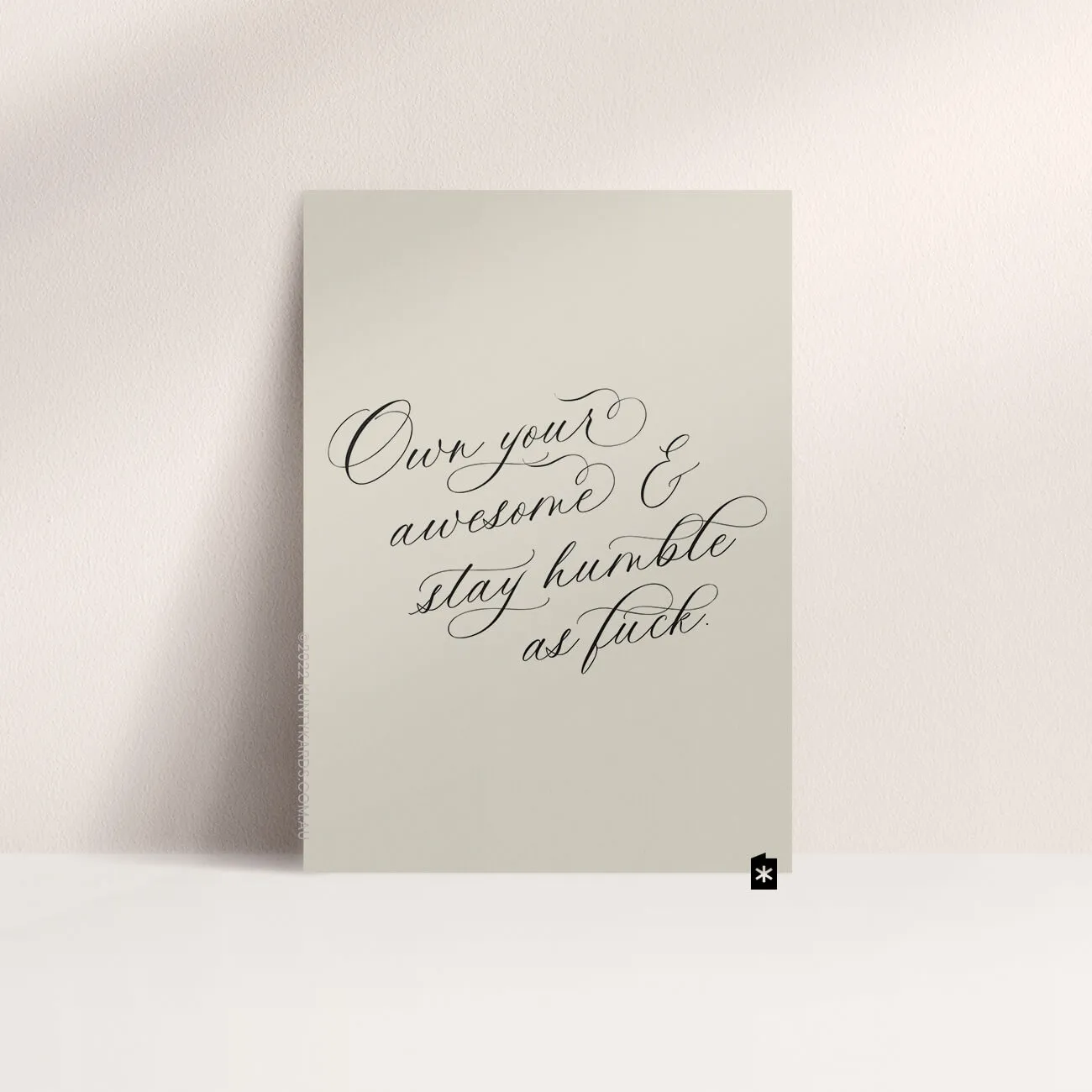 Own your awesome & stay humble AF goodluck greeting card